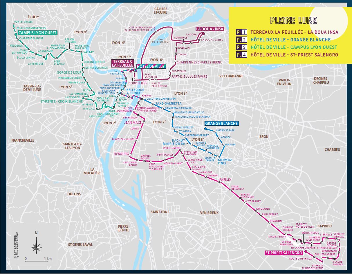 Transports en Commun Lyonnais Plan Métro, Tramway et iarc