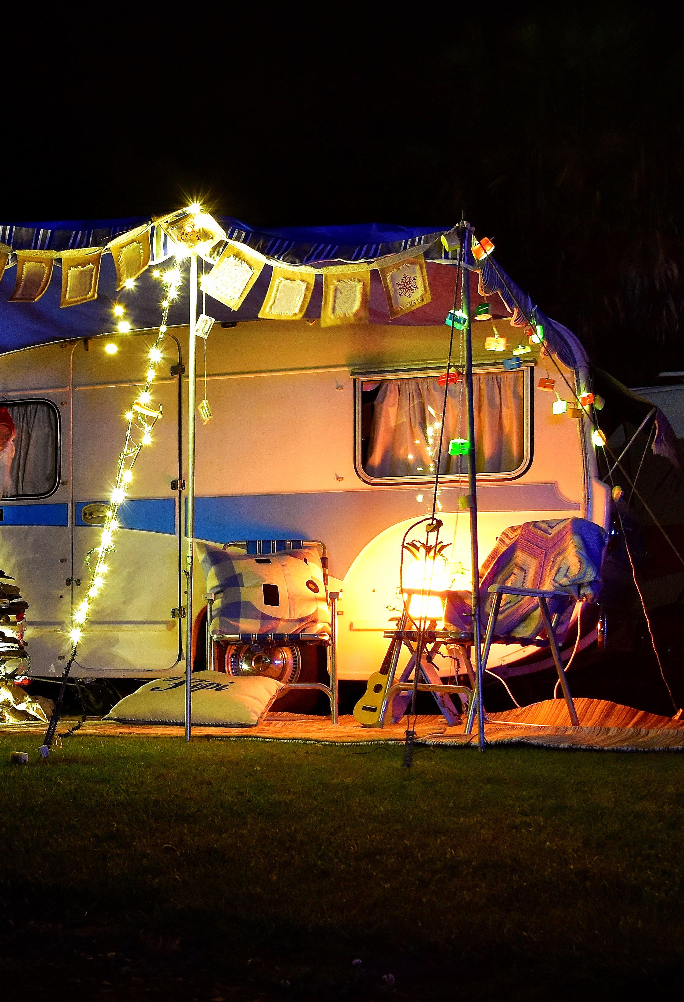 Lilliput caravan unit decorated with christmas lights